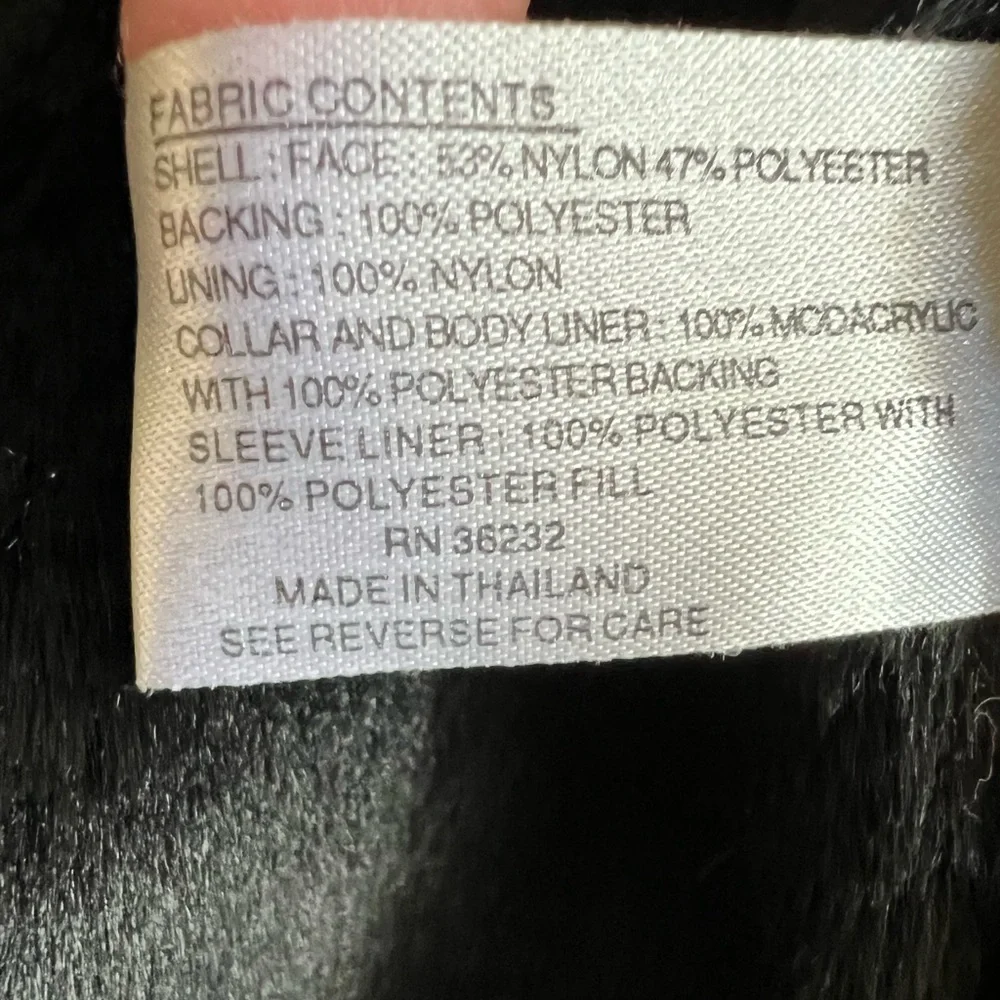 Gallery Faux Fur Black Women Jacket Size Small Removable Collar